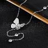 304 Stainless Steel Crystal Rhinestone Butterfly Y Necklaces NJEW-R026-19P-3