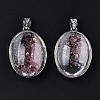 Transparent Glass Oval Pendants GLAA-S199-005-2