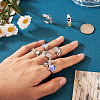 7Pcs 7 Style Rhinestone Heart & Star & Half Round Open Cuff Rings Set with Cat Eye Beaded RJEW-TA0001-03-5
