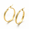 201 Stainless Steel Grooved Hoop Earrings with 304 Stainless Steel Pins for Women EJEW-M214-07B-G-2