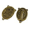 Holy Oval Carved Virgin Mary Tibetan Style Alloy Chandelier Component Links S-TIBEP-LF0961YKG-AG-1