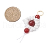 3Pcs 3 Styles Flower Natural Carnelian & Fossil & Tiger Eye & Glass Beaded Pendant Decorations HJEW-JM02387-6