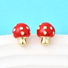 Brass Enamel Stud Earrings EJEW-F372-01B-G-1