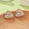 Triangle Brass Micro Pave Clear Cubic Zirconia Stud Earrings for Women EJEW-G428-02G-1