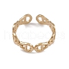 Ion Plating(IP) 304 Stainless Steel Hollow Teardrop Clasp Shape Open Cuff Rings for Women RJEW-G285-33G-2