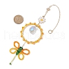 Alloy Enamel Flower & Glass Beads Ring Pendant Decorations HJEW-TA00256-3