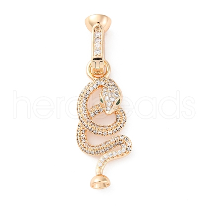 Brass Micro Pave Cubic Zirconia Fold Over Clasps KK-D360-13G-1