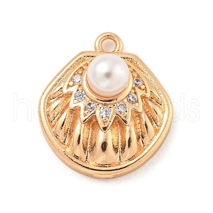 Beach Theme Brass Micro Pave Clear Cubic Zirconia Pendants KK-Z072-04KCG-01-1