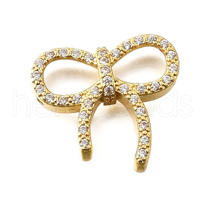 Brass Micro Pave Clear Cubic Zirconia Bowknot Multi-Strand Links KK-V008-27G-1