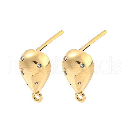 Brass Micro Pave Cubic Zirconia Stud Earring Finding KK-P263-19KCG-1