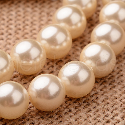 Polished Round Grade A Shell Pearl Bead Strands BSHE-M027-6mm-24-1
