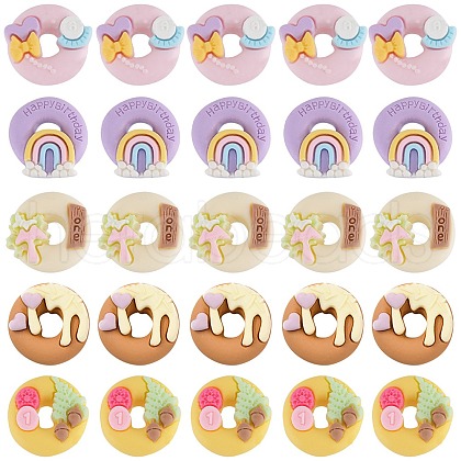 SUNNYCLUE 50Pcs 5 Styles Opaque Resin Imitation Food Cabochons RESI-SC0002-94-1