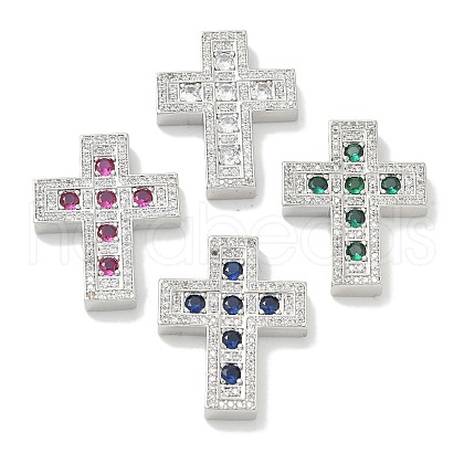 Rack Plating Brass Micro Pave Cubic Zirconia Pendants KK-L224-063P-1