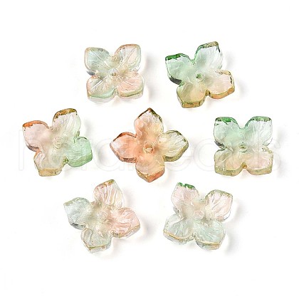 Baking Painted Transparent Glass Bead Caps DGLA-N014-04D-1