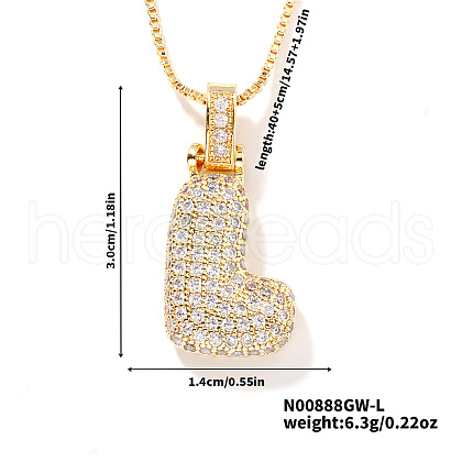 Elegant Brass Micro Pave Clear Cubic Zirconia 3D Initial Necklaces DV4415-10-1