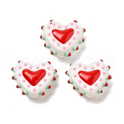 Handmade Lampwork Bumpy Beads Heart LAMP-V001-07D-1