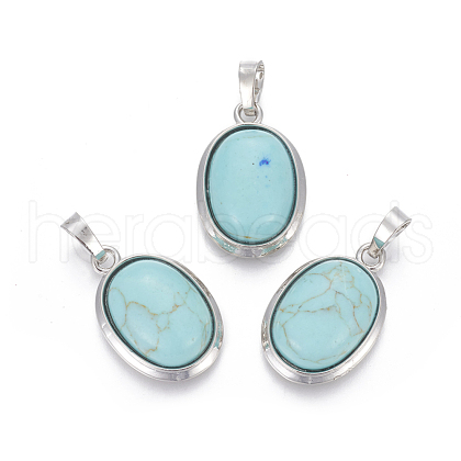 Synthetic Turquoise Pendants G-L512-D11-1