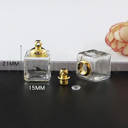 Transparent Glass Openable Perfume Bottle Pendants BOTT-PW0001-135-1