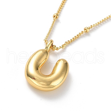 Initial Letter Brass Pendant Necklaces NJEW-A015-21G-U-1