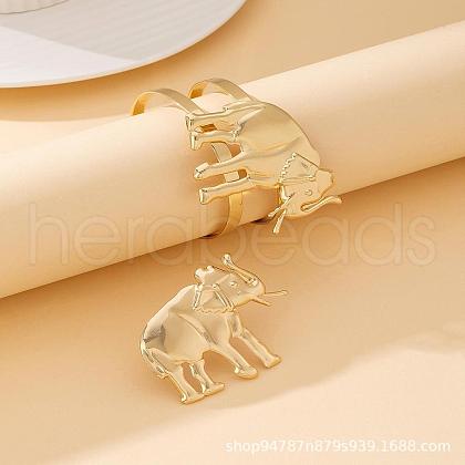 Elephant Alloy Cuff Bangles & Rings Sets FS-WG5F2AC-01-1