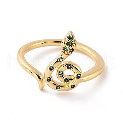 Spiral Snake Cubic Zirconia Cuff Rings RJEW-C017-09G-01-RS-1