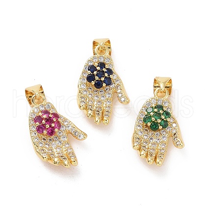 Brass Micro Pave Cubic Zirconia Pendants ZIRC-F134-30G-1