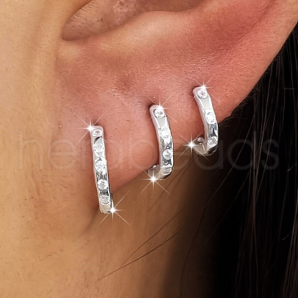 3 Pairs 925 Sterling Silver Cubic Zirconia Hoop Earrings ZD9822-8-1