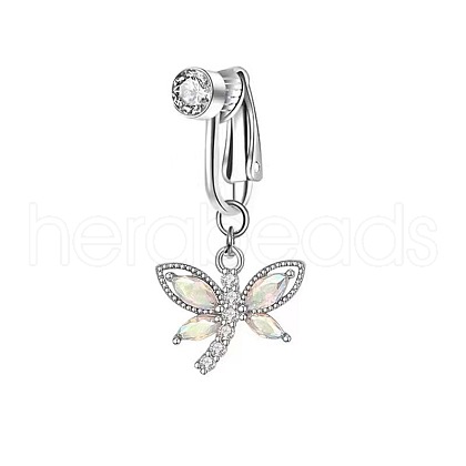 304 Stainless Steel Pave Clear Cubic Zirconia Clip on Belly Rings FS-WG683DA-11-1