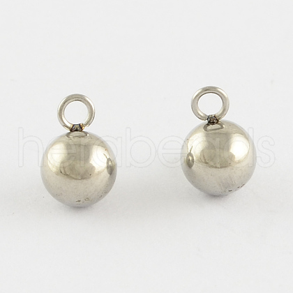 Tarnish Resistant 201 Stainless Steel 3D Ball Round Charms Pendants STAS-Q171-08-1