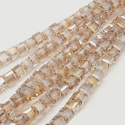 Electroplate Glass Beads Strands EGLA-D018-4x4mm-75-1