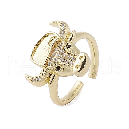 Brass with Micro Pave Cubic Zirconia Adjustable Open Rings RJEW-K257-64G-1