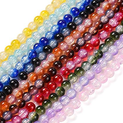 Transparent Crackle Baking Painted Glass Beads Strands DGLA-T003-01B-M-1