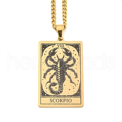 304 Stainless Steel Tarot Pendant Necklaces NJEW-A026-01G-08-1