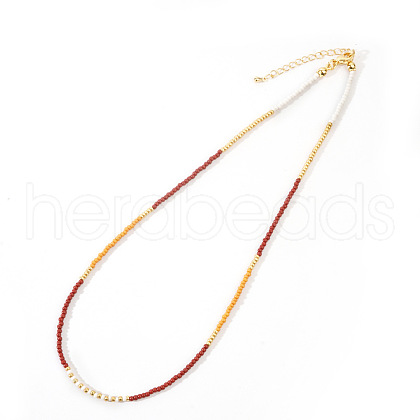 Vintage Short Colorful Glass Seed Beaded Necklace AF0855-1-1