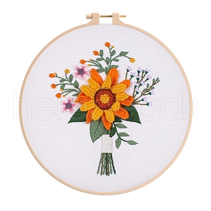 Flower Pattern DIY Embroidery Kit DIY-P077-133-1