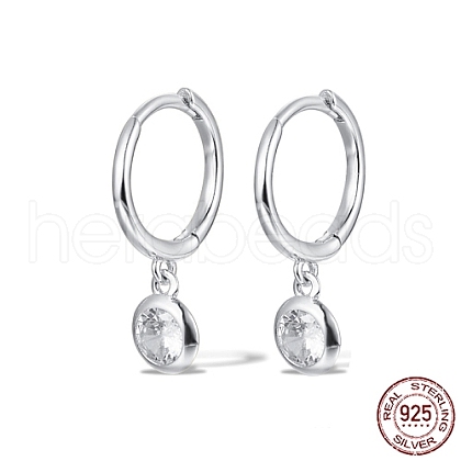 925 Sterling Silver Micro Pave Cubic Zirconia Hoop Earrings TQ8367-1-1