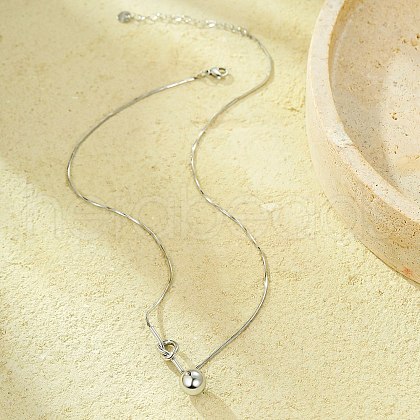 304 Stainless Steel Round Ball Knot Pendant Necklaces for Women NJEW-U031-05P-1