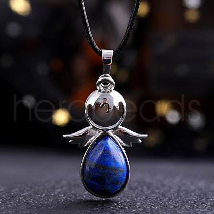 Angel Wings Crystal Teardropt Pendant Necklaces CI6428-9-1
