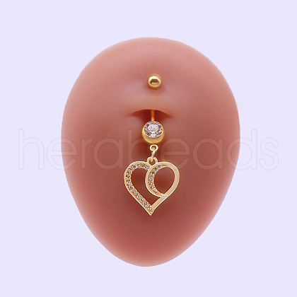 316L Surgical Stainless Steel Micro Pave Clear Cubic Zirconia Belly Rings FS-WGA8928-01-1