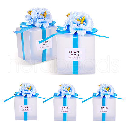 Clear PVC Candy Gift Packaging Boxes with Ribbon & Artificial Flower CON-TAC0001-20B-1