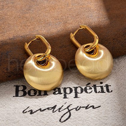 Flat Round Brass Hoop Earrings for Women EJEW-U055-02G-1