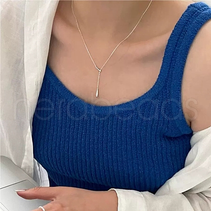 925 Sterling Silver Teardrop Lariat Necklaces FS-WG7BCFA-02-1