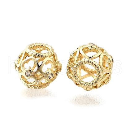 Brass Micro Pave Clear Cubic Zirconia European Beads KK-XCP0001-91G-1