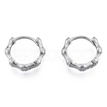 316 Surgical Stainless Steel Bamboo Stick Hoop Earrings for Men Women EJEW-N052-12-1