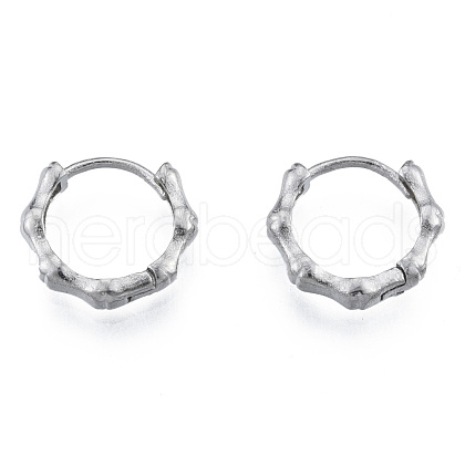 Non-Tarnish 316 Surgical Stainless Steel Bamboo Stick Hoop Earrings for Men Women EJEW-N052-12-1