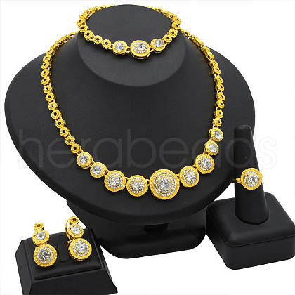 Flat Round Alloy Rhinestone Jewelry Sets FS-WG24F41-03-1