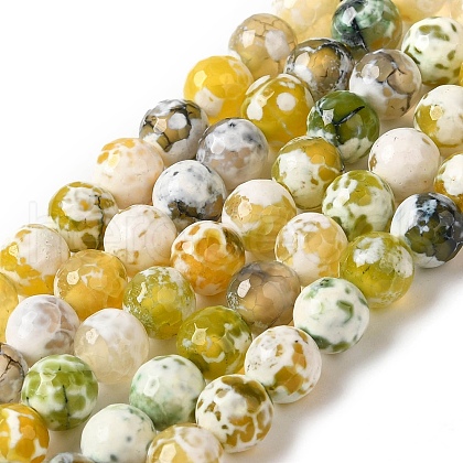 Dyed & Heated Natural Fire Crackle Agate Beads Strands G-P539-B01-16-1