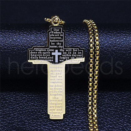 Vintage hip-hop men's Stainless Steel necklace with cross pendant. PA3677-1-1