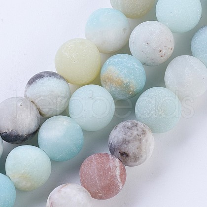 Frosted Natural Flower Amazonite Round Bead Strands X-G-E334-4mm-09-1