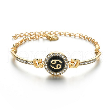 12 Constellations Golden Alloy Rhinestone Bangles for Women WG283F1-12-1